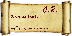 Glovnya Remig névjegykártya